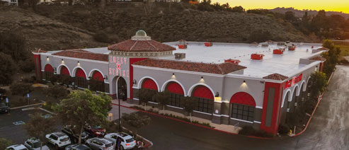 Aerial View of the Lucky Strike Bowling Alley at the Village at Moorpark Shopping Center